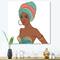 Designart - African American Woman With Earring & Turban - Modern Canvas Wall Art Print